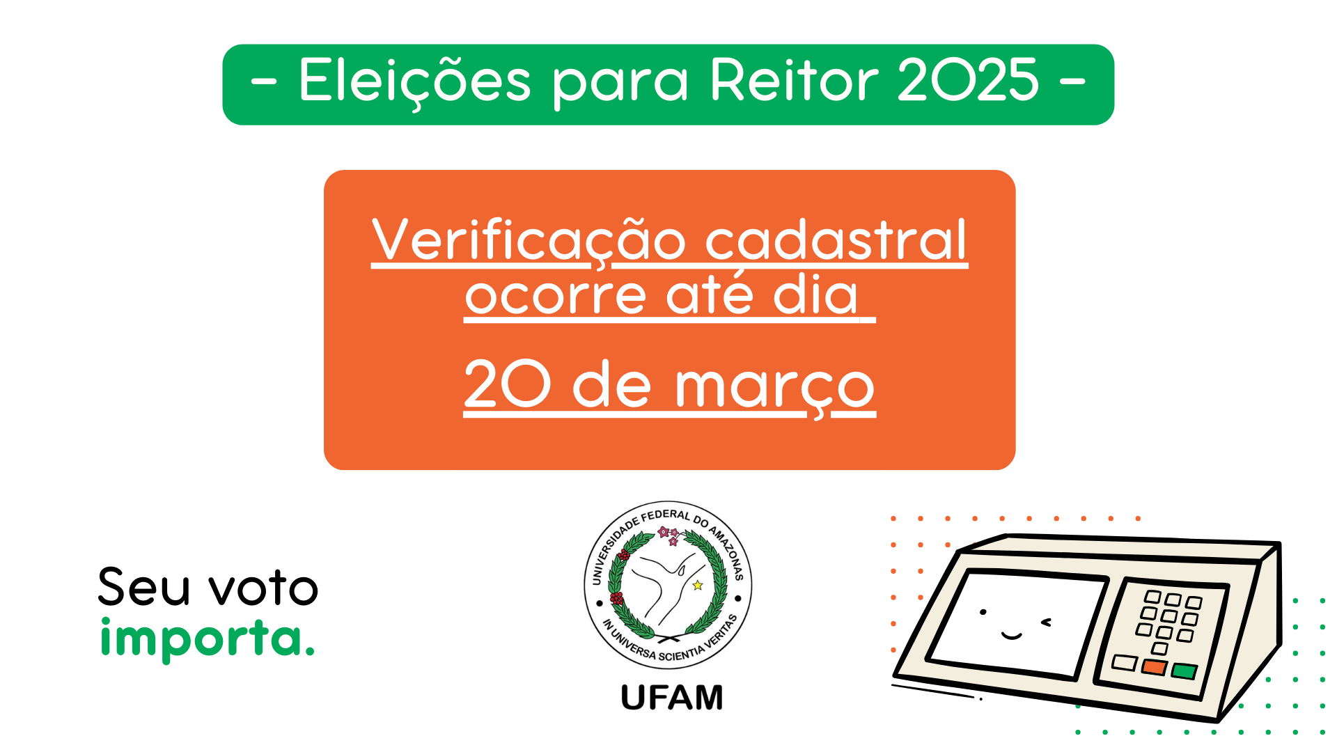 Verificação cadastral ocorre até dia 20 de março
