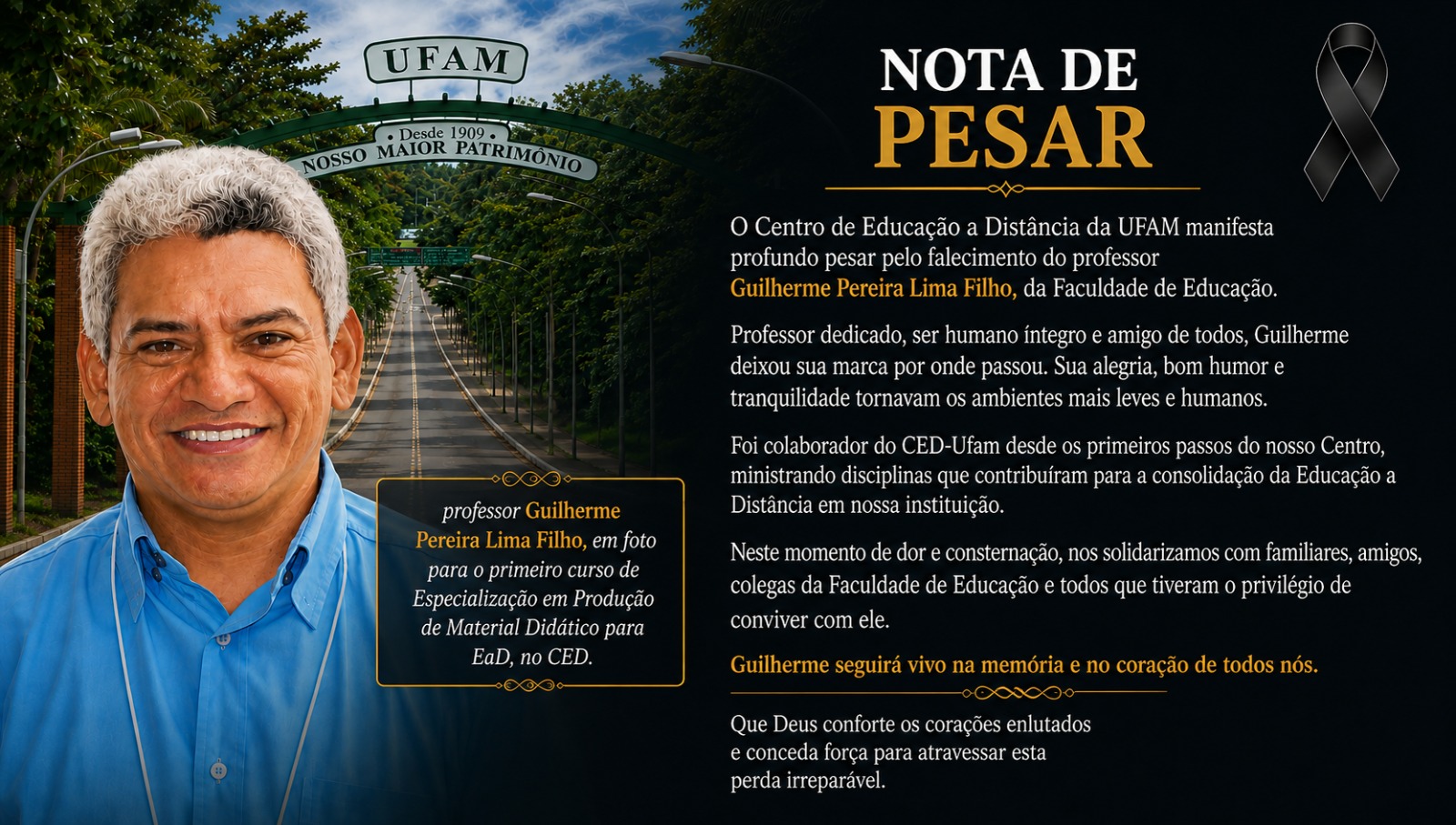 Nota de Pesar - Prof. Guilherme Pereira
